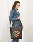 American Darling Adbg1523 Tote Upcycled Wool Genuine Leather Women Bag Western Handbag Purse