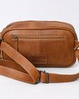 American Darling Adbg1524 Fanny Pack Hand Tooled Upcycled Wool Hair-On Genuine Leather Women Bag Western Handbag Purse