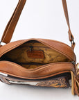 American Darling Adbg1524 Fanny Pack Hand Tooled Upcycled Wool Hair-On Genuine Leather Women Bag Western Handbag Purse