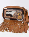 American Darling Adbg1524 Fanny Pack Hand Tooled Upcycled Wool Hair-On Genuine Leather Women Bag Western Handbag Purse