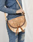 American Darling Adbg1529 Small Crossbody Hand Tooled Hair-On Genuine Leather Women Bag Western Handbag Purse