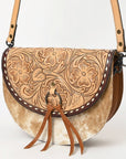 American Darling Adbg1529 Small Crossbody Hand Tooled Hair-On Genuine Leather Women Bag Western Handbag Purse