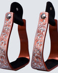 HILASON 3" Neck Western Aluminium Slanted Horse Stirrups Floral Engraved