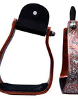 HILASON 3" Neck Western Aluminium Slanted Horse Stirrups Floral Engraved