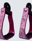 HILASON 3" Neck Western Aluminium Slanted Horse Stirrups Floral Engraved