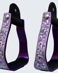 HILASON 3" Neck Western Aluminium Slanted Horse Stirrups Floral Engraved