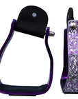 HILASON 3" Neck Western Aluminium Slanted Horse Stirrups Floral Engraved