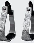 HILASON 3" Neck Western Aluminium Slanted Horse Stirrups Floral Engraved