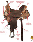 HILASON Flex Tree Western Horse Saddle American Leather Barrel Trail | for Horses