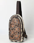 American Darling Sling Beautifully Hand Tooled Hair On Genuine Leather Women Bag Western Handbag Purse |