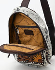 American Darling Sling Beautifully Hand Tooled Hair On Genuine Leather Women Bag Western Handbag Purse |