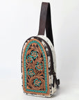 American Darling Sling Beautifully Hand Tooled Hair On Genuine Leather Women Bag Western Handbag Purse |