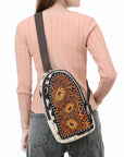 American Darling Sling Beautifully Hand Tooled Hair On Genuine Leather Women Bag Western Handbag Purse |