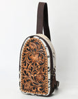 American Darling Sling Beautifully Hand Tooled Hair On Genuine Leather Women Bag Western Handbag Purse |