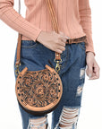 American Darling Canteen Hand Tooled Genuine Leather Women Bag Western Handbag Purse