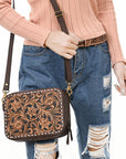 American Darling Adbga599 Cross Body I Hand Tooled Genuine Leather Women Bag Western Handbag Purse