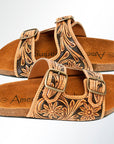 American Darling ADFTE103 Hand tooled carved genuine leather sandal footwear flip flop