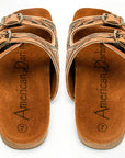 American Darling ADFTE103 Hand tooled carved genuine leather sandal footwear flip flop