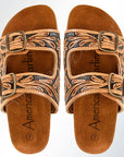 American Darling ADFTE103 Hand tooled carved genuine leather sandal footwear flip flop