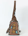 American Darling Sling Beautifully Hand Tooled Hair-On Genuine Leather women bag western handbag purse