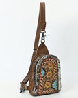 American Darling Sling Beautifully Hand Tooled Hair-On Genuine Leather women bag western handbag purse