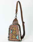 American Darling Sling Beautifully Hand Tooled Hair-On Genuine Leather women bag western handbag purse