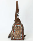 American Darling Sling Beautifully Hand Tooled Hair-On Genuine Leather women bag western handbag purse