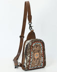 American Darling Sling Beautifully Hand Tooled Hair-On Genuine Leather women bag western handbag purse