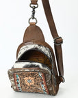 American Darling Sling Beautifully Hand Tooled Hair-On Genuine Leather women bag western handbag purse