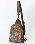American Darling Sling Beautifully Hand Tooled Hair-On Genuine Leather women bag western handbag purse