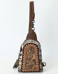 American Darling Sling Beautifully Hand Tooled Hair-On Genuine Leather women bag western handbag purse