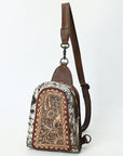 American Darling Sling Beautifully Hand Tooled Hair-On Genuine Leather women bag western handbag purse