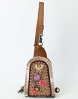 American Darling Sling Beautifully Hand Tooled Hair-On Genuine Leather women bag western handbag purse