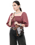 American Darling Sling Hair-On Crocodile embossed Genuine Leather women bag western handbag purse
