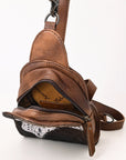 American Darling Sling Hair-On Crocodile embossed Genuine Leather women bag western handbag purse