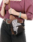 American Darling Sling Hair-On Crocodile embossed Genuine Leather women bag western handbag purse