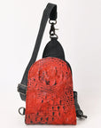 American Darling Sling Hair-On Crocodile embossed Genuine Leather women bag western handbag purse