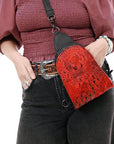 American Darling Sling Hair-On Crocodile embossed Genuine Leather women bag western handbag purse