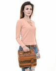 American Darling Jewelry Case Hand Tooled Hair On Genuine Leather Women Bag Western Handbag Purse |
