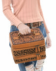 American Darling Jewelry Case Hand Tooled Hair On Genuine Leather Women Bag Western Handbag Purse |