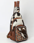 American Darling Adbga609 Sling Hand Tooled Hair-On Genuine Leather Women Bag Western Handbag Purse