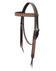 BAR H EQUINE Western Handtooled Leather Horse Headstall & Breast Collar Set