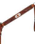 BAR H EQUINE Western Handtooled Leather Horse Headstall & Breast Collar Set