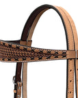 BAR H EQUINE Western Handtooled Leather Horse Headstall & Breast Collar Set