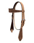 BAR H EQUINE Western Handtooled Leather Horse Headstall & Breast Collar Set