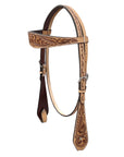 BAR H EQUINE Western Handtooled Leather Horse Headstall & Breast Collar Set