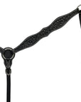 BAR H EQUINE Western Handtooled Leather Horse Headstall & Breast Collar Set
