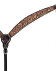 BAR H EQUINE Western Handtooled Leather Horse Headstall & Breast Collar Set