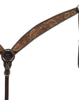 BAR H EQUINE Western Handtooled Leather Horse Headstall & Breast Collar Set