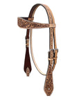 BAR H EQUINE Western Handtooled Leather Horse Headstall & Breast Collar Set